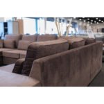 Salon Louise panoramique en tissu avec coussins brun – Image 5
