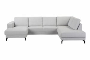 Salon Baltimore panoramique en tissu gris clair – Image 14