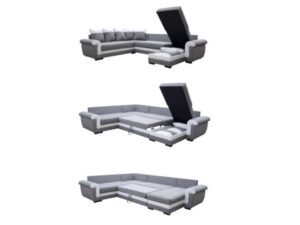 Salon Big Latte convertible avec coffre couleur gris – Image 11