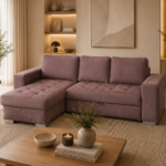 Salon Novira petit d'angle convertible brun