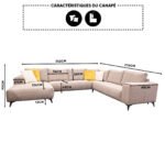 Salon Gabriella panoramique en tissu gris – Image 2