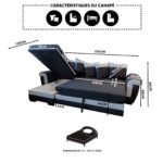 Salon 'Petit Latte' convertible avec coffre noir & gris – Image 2