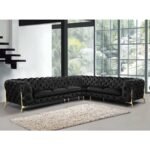 Salon Chelsea d'angle noir en velours – Image 2