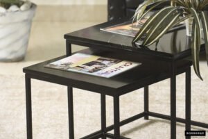 Table d'appoint 'Rennes' set de 2 Marbre noir – Image 6