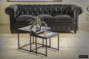 Table d'appoint 'Rennes' set de 2 Marbre noir