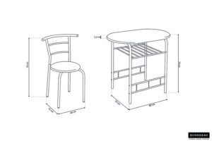Table de cuisine + 2 chaises Adam – Image 2