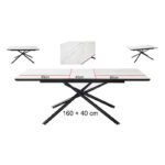 Table à manger céramique blanc effet marbre extensible – Image 4