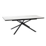 Table à manger céramique blanc effet marbre extensible – Image 3