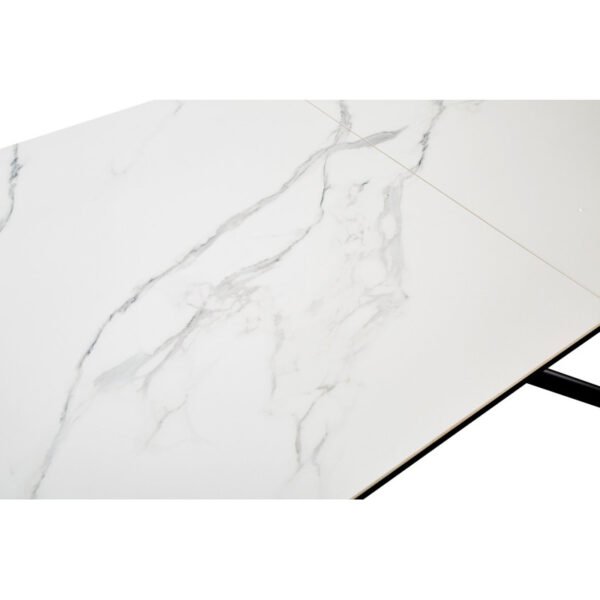Table à manger céramique blanc effet marbre extensible – Image 5