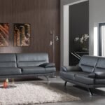 Salon BRUNO 3 + 2 simili cuir noir