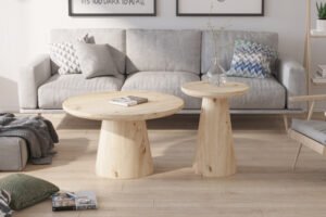 Table basse 'Lukas' 80 cm + 40 cm  Chêne vieilli