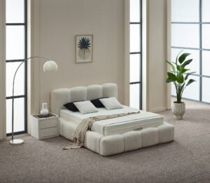 Boxspring Elenor beige matelas inclus