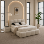 Boxspring Elenor beige matelas inclus