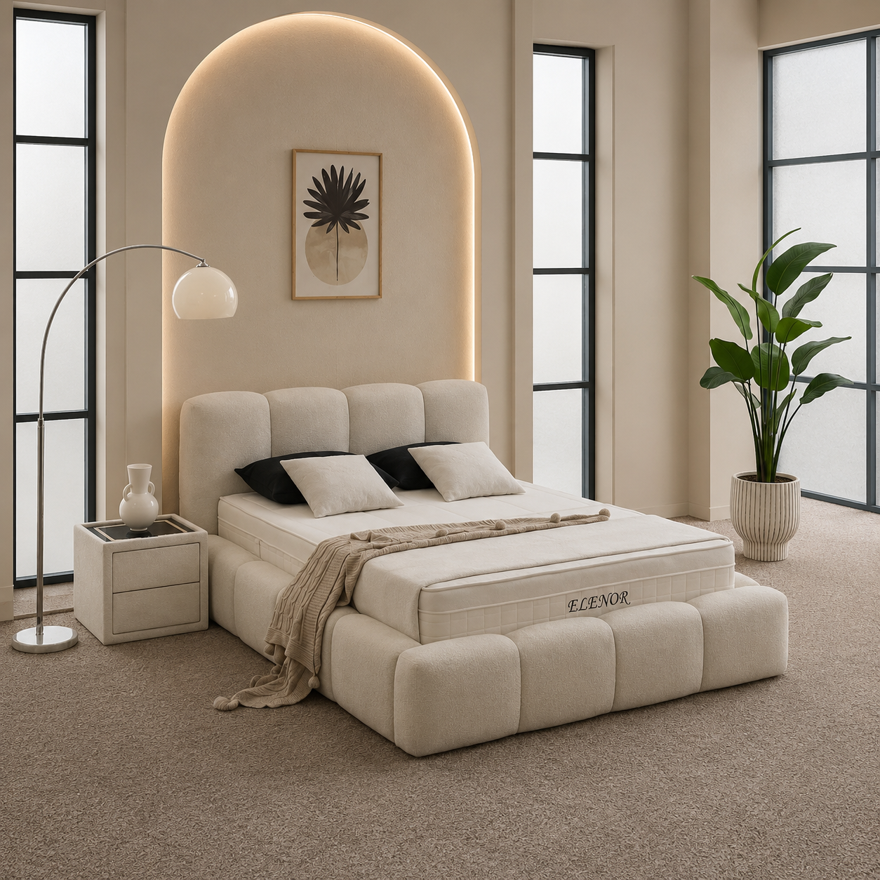 elenor Boxspring Elenor beige matelas inclus – Image 1