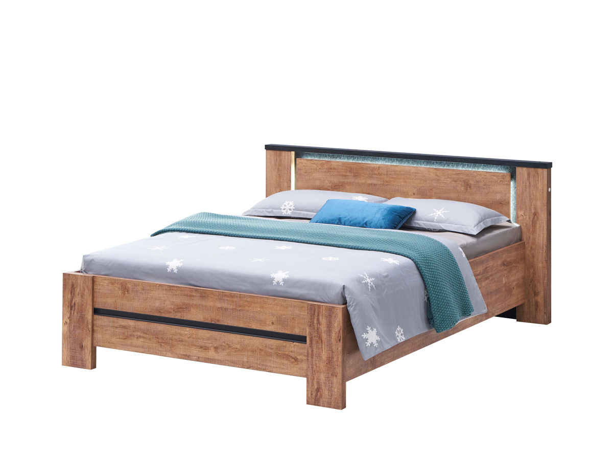 Lit-2-personne-Elsa-decor-bois-industrial-oak-160cm-Oosterlynck (1) Lit ELSA – Image 1