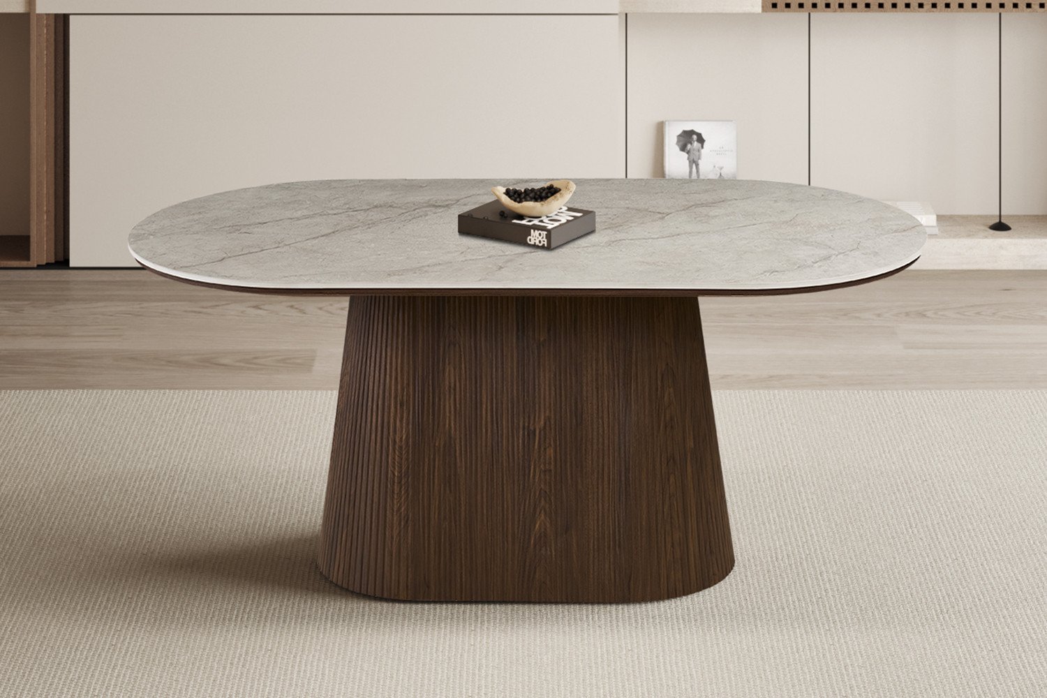 Rousseau 52180-6 Tafel table Vigo 2 (1) Table à manger 'Vigo' 180 cm Ovale Décor Chêne Foncé Shakespear Beige – Image 1
