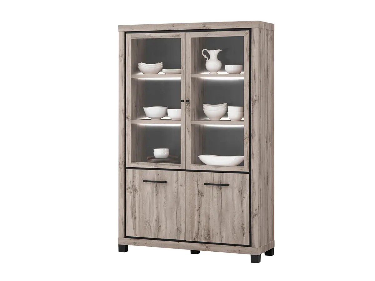 Vitrine-Elegance-decor-bois-chene-canada-oak-01-Oosterlynck Vitrine ELEGANCE 2 portes – Image 1