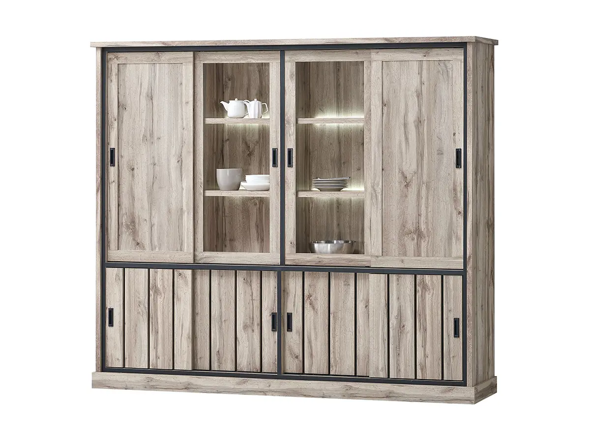 Vitrine-Elena-8portes-canada-oak-Oosterlynck-01 Vitrine ELENA 238,5 cm – Image 1