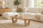 Table de salon BRAGA Ovale danoise Bois de Manguier Amande