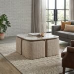 Table de salon Evora avec 4 pouf