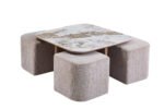 Table de salon Evora avec 4 pouf – Image 3
